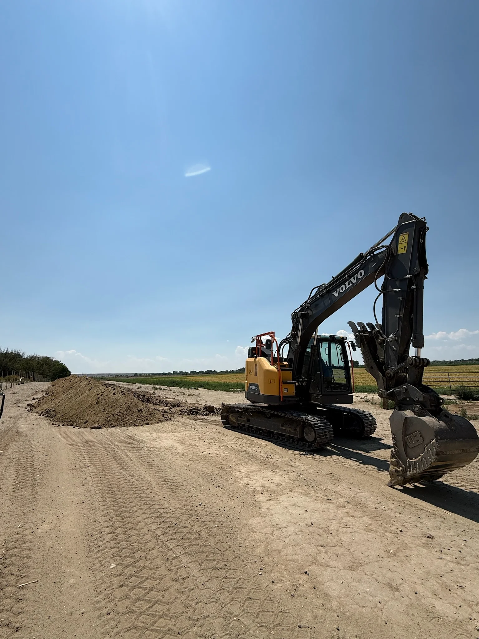 Excavation equipment and dirt work at a construction site